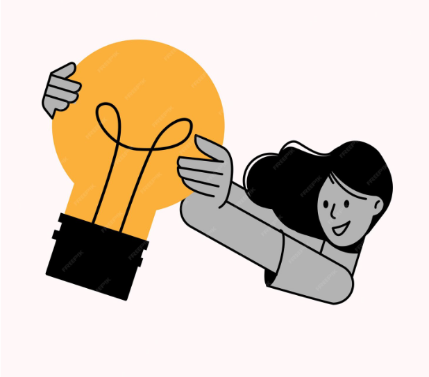 uma mulher segurando uma lampada