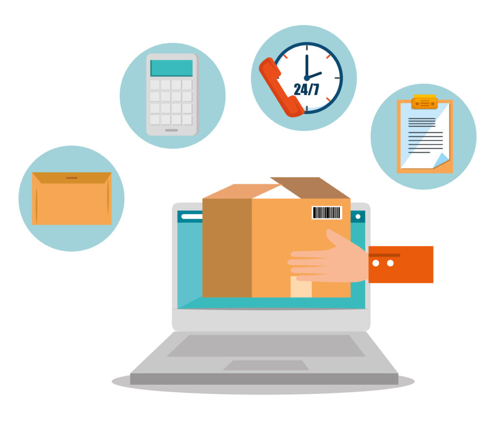 a hand holding a box in a laptop